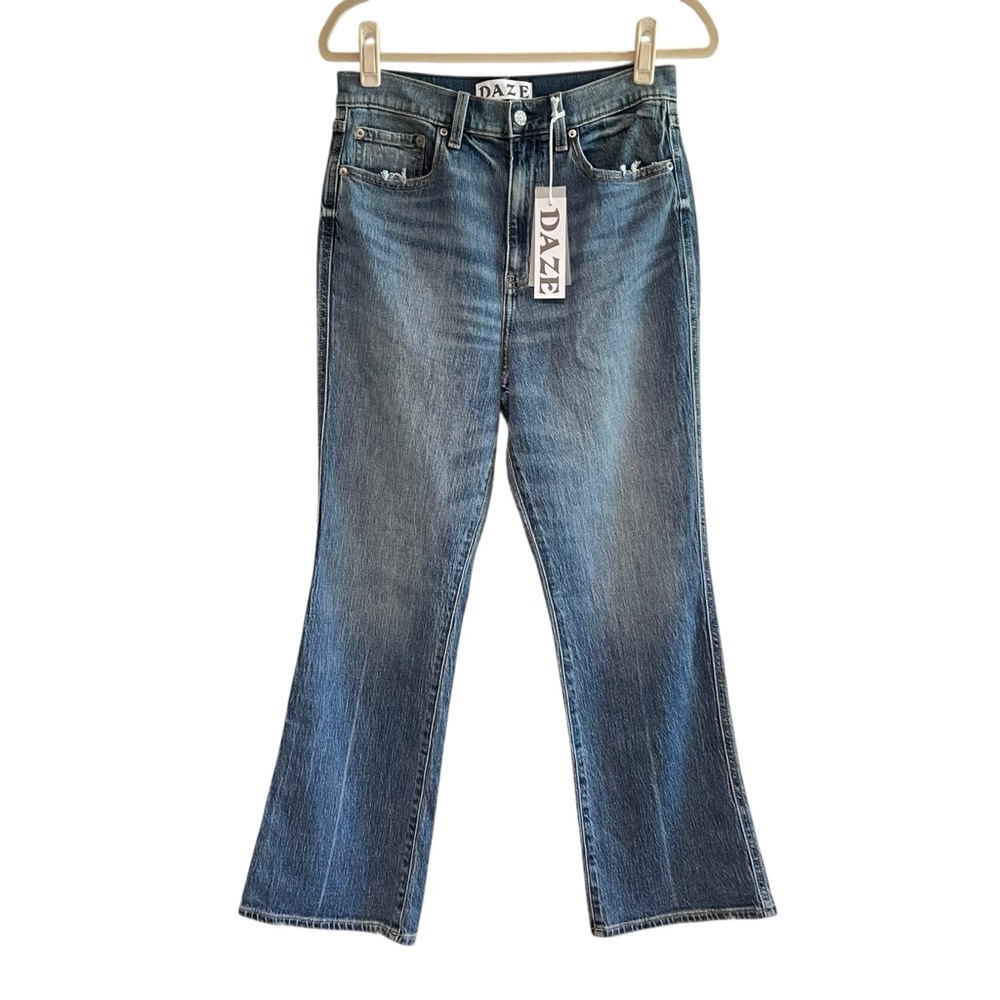 Daze Denim Soho High Rise Cropped Ankle Flare Jeans in Rush Hour Women’s Size 29